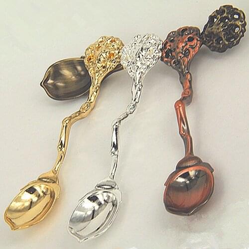 Creative fruit shaped spoon vintage coffee alloy solid ice cream Honey Saucier Grapefruit Spoons