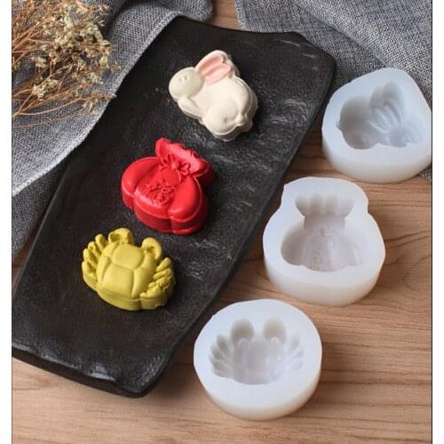 Chinese Style Cake Silicone Decoration Mold Rabbit Lucky Bag Crab DIY Chocolate Fondant Cakes Decorating Tool Moon Cake Mould