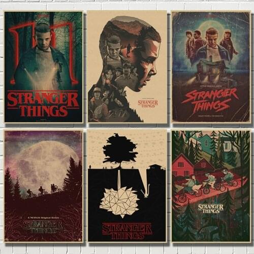 WTQ Stranger Things Canvas Painting Classic Movie Poster Bar Cafe Wall Decor Retro Poster Wall Art Picture Room Decor Home Decor