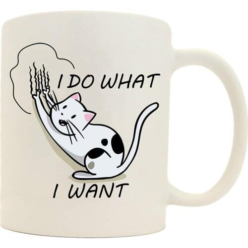 I Do What I Want FunnyCat Scratch Wall Coffee Mug Cat Lover Gift 11oz Ceramic Mug
