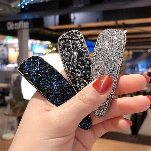Fashion Korean Big Barrette Women Hair Accessories Jewelry Crystal Waterdrop Rectangle Geometric Clamp Head Clip Gift For Girl