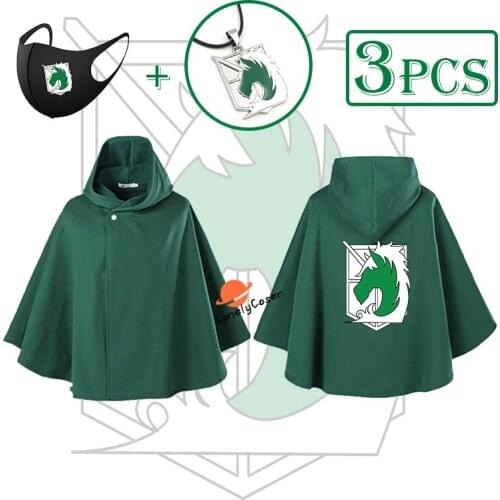 Attack on Titan Cosplay Green Cloak Gendarmerie Nile Dawk Military Police Shingeki No Kyojin Hooded Cape Jacket Eren Jaeger