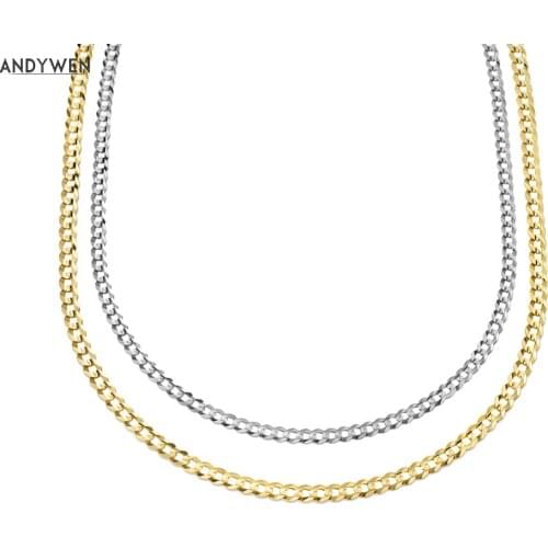 ANDYWEN 925 Sterling Silver Gold Thicker Chain Women Necklace Choker Luxury Spain European Fashion Fine Jewelry 2020 Rock Punk