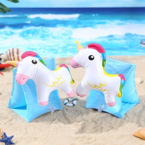 1 Pair Inflatable Roll Animal Fruit Shape Uuicorn Flamingo swimming arm Circle Band Rings over sleeve Floats Safety For Kids