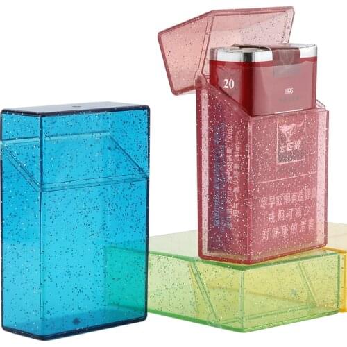 1PC Smoking Accessories Muiticolor Glitter Cigarette Case Box Portable Transparent Plastic Lighter Box Holder Storage Tools