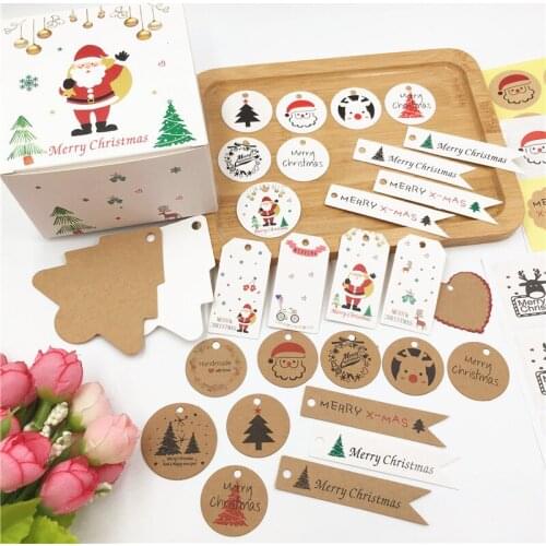 200PCS Kraft Cardboard xmas Gift Paper Card Santa Claus Thank You Lables Beautiful Jewelry Price Tags
