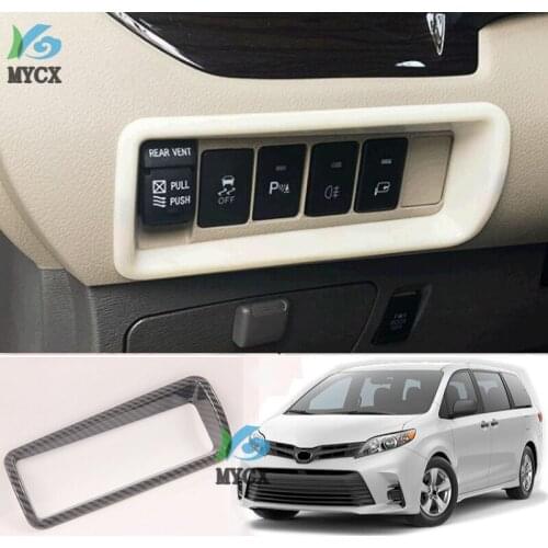 Car Interior Accessories For Toyota Sienna 2019 2020 Carbon Fiber Styling Headlight Switch Cover Trim Decorator Frame Sticker