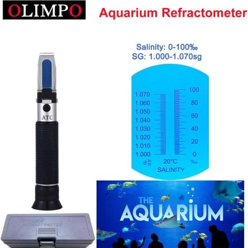 Aquarium Refractometer Salinity 0-100ppt Salt 1.000-1.070sg for Aquarium Saltwater Brackish Marine atc Salinity Refractometer