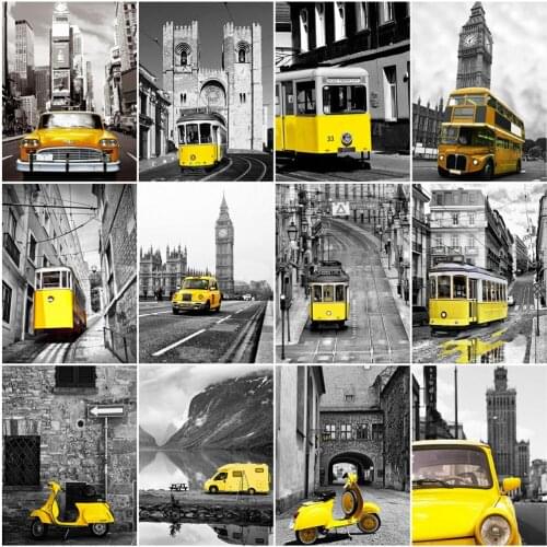 AZQSD Diamond Painting Car Cross Stitch Handicraft Needlework Gift Diamond Embroidery Cross Stitch Kit Black White Seris Decor