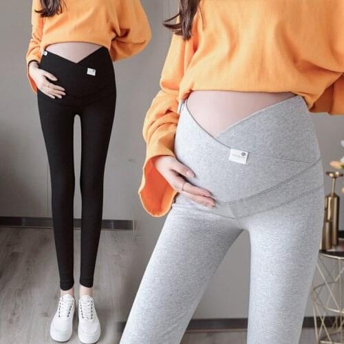 OkayMom Maternity Leggings Stripe Skinny Pregnancy Pencil Pants Across U Shape Low Waist Tights Clothing For Pregnant Women