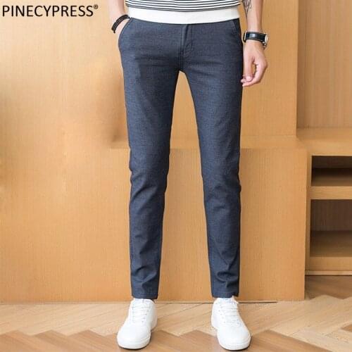 Men Pencil Pants Spring Summer Autumn Grey Green Black Blue Streight Male Young Full Length Long Chino Slim Man Trousers
