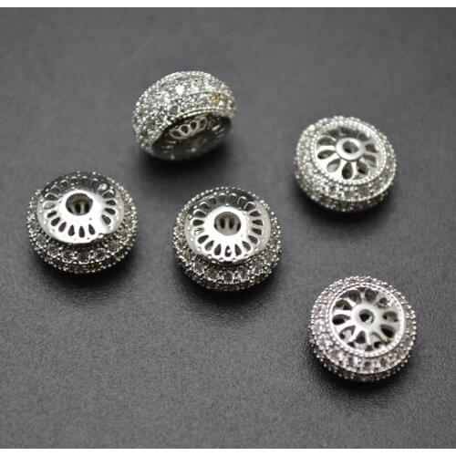 Paved Real CZ 5x10mm Rondelle Barrel Wheel Shape Spacer Loose Beads Jewelry Findings Free shipping