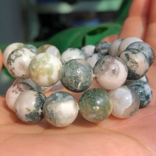 Natural Round Tree Agates Onyx Stone Beads Loose Spacer Beads for Jewelry Making Diy Bracelet Accessories 4/6/8/10/12MM 15"Inch