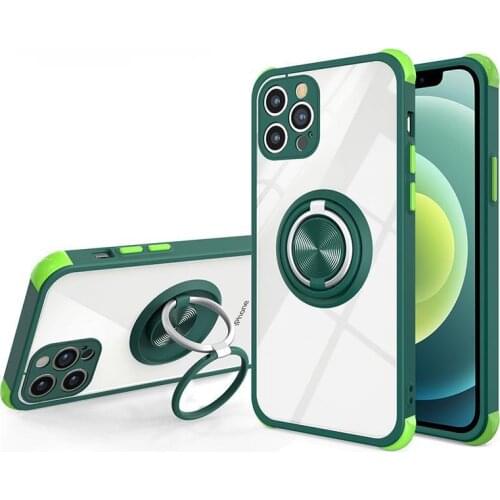 For IPhone 6 7 8 Plus 12 Mini Pro Double Ring Bracket Transparent Mobile Phone 11pro Case Four Corner Anti Falling Creativity