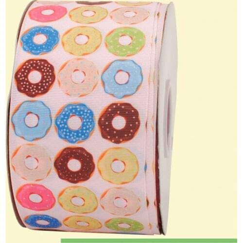 3" inch 75 mm 7.5cm colorful donuts free shipping printed grosgrain ribbons