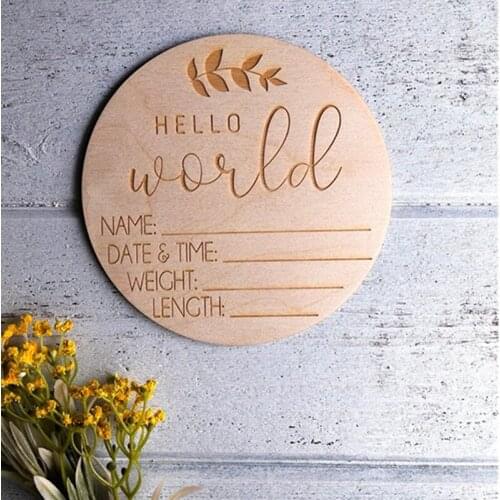 Hello World baby name sign wooden, Customize Botanical Newborn Announcement plaque, Birth Stats tags, Nursery decor, Photo props