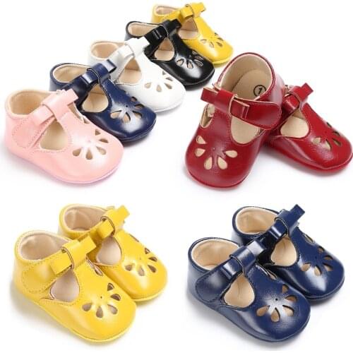 Baby Shoes Sweet Casual Princess Girls Baby Kids Pu Leather Solid Crib Cutout Baby Shoes