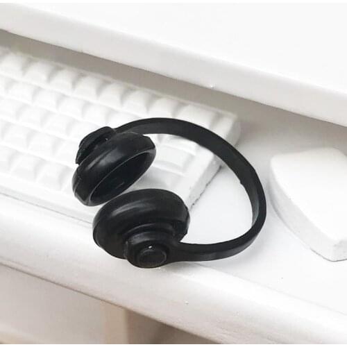 G07-X485 children gift Toy 1:12 Dollhouse mini Furniture Miniature rement Doll accessories Black headphones 1pcs