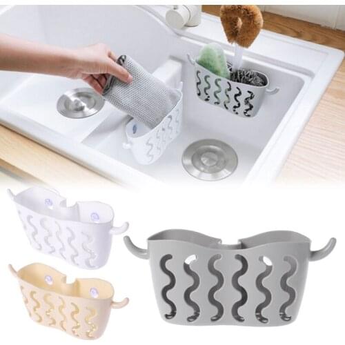 Double Suction Cup Sink Sponge Soap Holder Kitchen Bathroom Drain Storage Rack