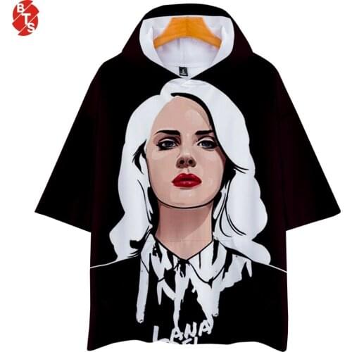Lana Del Rey 3D Printed Fashion Summer Hooded T-shirts Women/Men Short Sleeve 2018 Casual Tshirts Hot Sale Streetwear Clothes