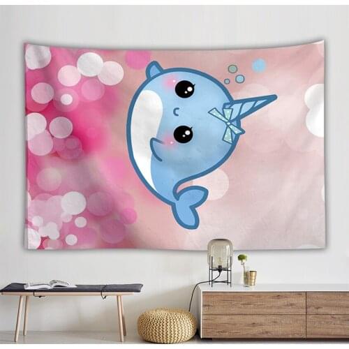 Carton Dolphin Tapestry Wall Hanging Mandala Marine Life Style Tapestry Shark Wall Hanging Towel Yoga Dog Mat Table Cloth Decor