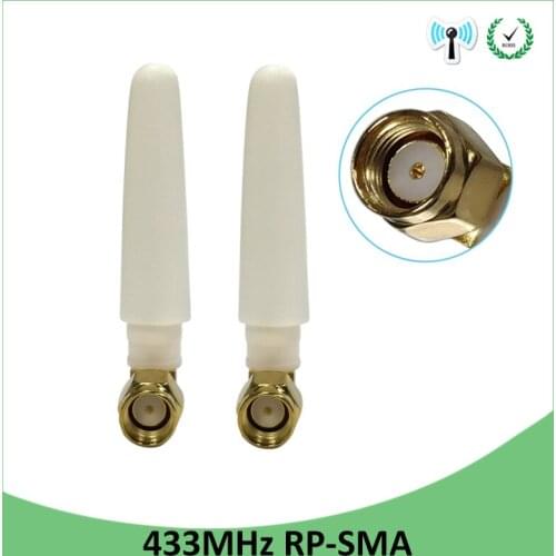2pcs 433MHz Antenna 2.5dbi RP-SMA Connector Plug 433 mhz directional antena waterproof antenne for Lorawan watermeter Gasmeter