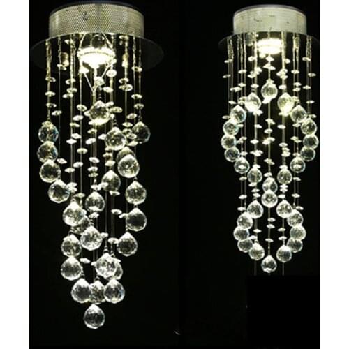K9 Crystal LED Chandeliers Lighting Modern Chrome Plafon Lustre Luminaire Stainless Steel Ceiling Lamps For Kitchen
