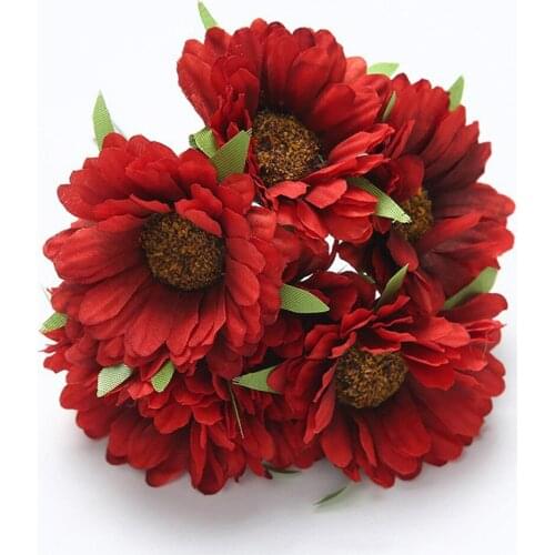 6 Heads Artificial Daisy Flower Silk Gerbera Bouquet For Home Decoration Accessories Wedding Party