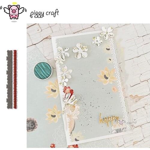 Piggy Craft metal cutting dies cut die mold Flower leaf edge strips Scrapbook paper craft knife mould blade punch stencils dies