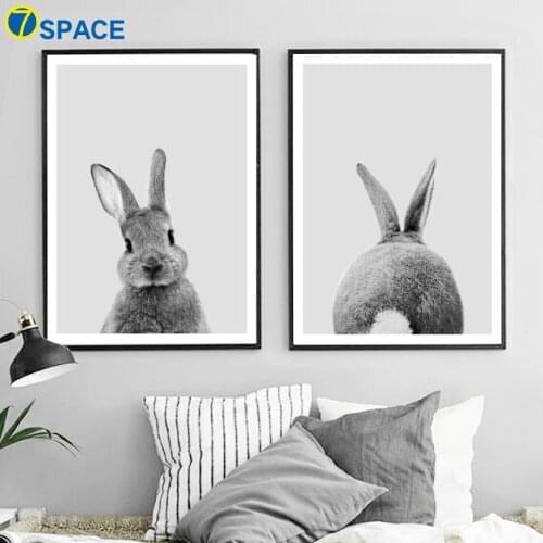 Cute Gray Rabbit Wall Art Canvas Painting Posters And Prints Nordic Poster Animals Wall Pictures For Living Room Art Print Decor