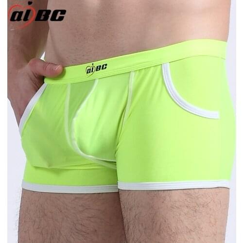 Summer Ice Silk Mens Underwear Breathable Fashion Pocket Design Man Sexy Transparent Boxers Underwear Gay Male Shorts Panties