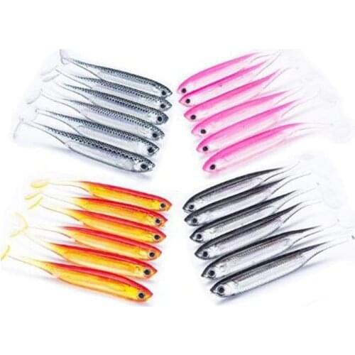 6Pcs Colorful Soft Fish Bait 7cm 2.1g Soft Silicone Tiddler Lure Swimbait Minnow Bait
