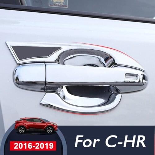 Front + Rear Car Outer Door Handle Catch Cover trim Cap Door Bowl Protection Sticker For Toyota C-HR CHR 2016 2017 2018 2019