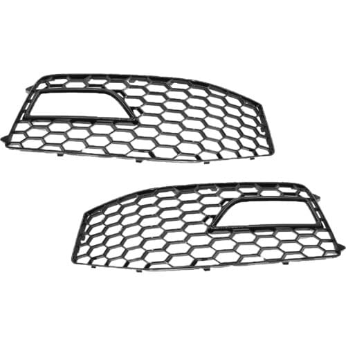 1 Pair Fog Light Grilles ,Fog Lamp Frame ,for Audi A4 S-Line 2013-2016 Front Bumper Gloss Black