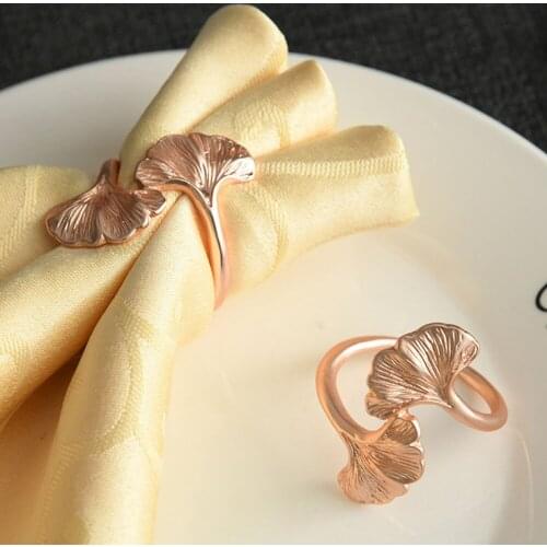 Rose Gold Napkin Buckle Ginkgo Leaf Western Metal Napkin Ring Cloth Ring Hotel Table Decoration