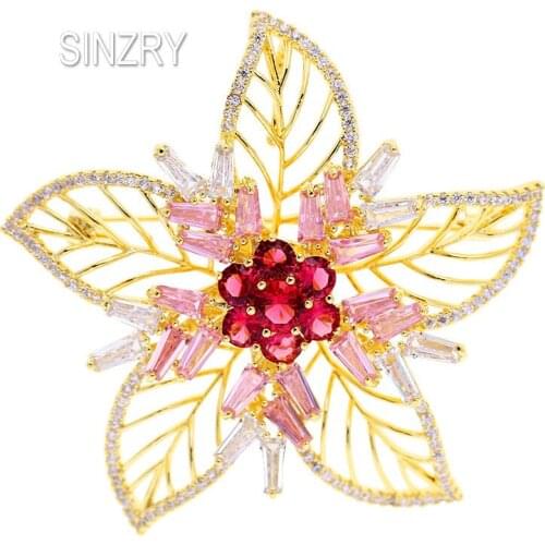 SINZRY fashion jewelry accessory cubic zircon micro paved elegant flower dazzling brooch pin for women christmas gift