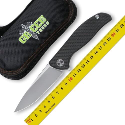 Green thorn F95 HATI Flipper folding knife M390 blade 3D carbon fiber titanium handle outdoor hunting Tactics EDC camping tools