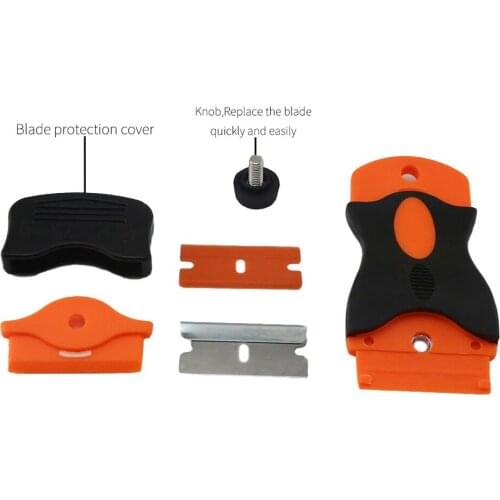 Car & Window Tint Ceramic Glass Oven Razor Scraper Silicone Handle Edged Sticker Glue Removal Cleaning Tool Razor Scraper Blades