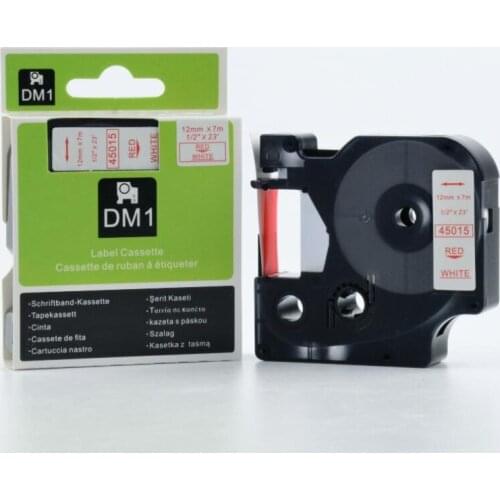 Compatible 12mm label tape Dymo 45015 red on white DYMO D1 label