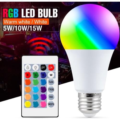LED Bulb E27 RGB Smart LED Light Energy Saving Bombillas 85-265V Lamp Dimmable Spot Light 5W 10W 15W RGBW Colorful Corn Light