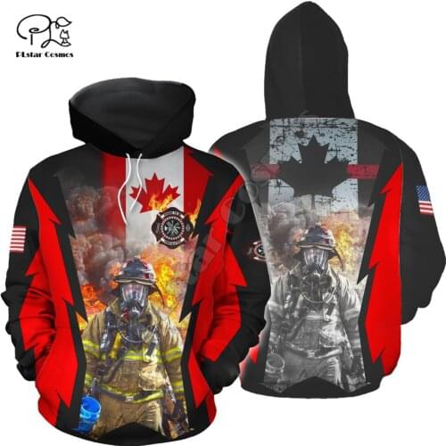 PLstar Cosmos Amazing Canada Firefighter Fireman 3D Print Hoodies Sweatshirts Zip Hooded For Men And Women Casual Streetwear 28