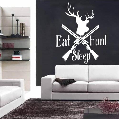 Hot Sale Eat Sleep Hunt Deer Bow Vinyl Decal Wall Stickers Duck Hobby Room Decor Mural