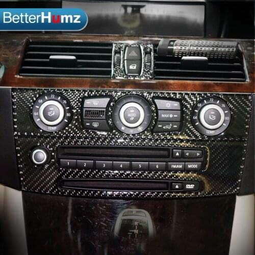 Carbon Fiber Interior Trim Air conditioning CD control panel decoration for BMW e60 5 series 2004-2010 accessories