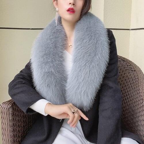 Winter Natural Fox Fur Scarf Real Fur Collar Women Neck Warm Decoration Fox Fur Scarves Fashion Coat Genuine Long Shawl Female