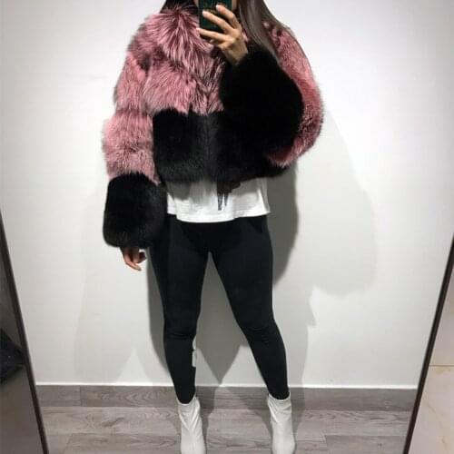 Women natural fur jacket ladies real fur jacket fox fur jacket