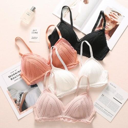 Fashion Lace Sexy Lingerie Girl Brassiere 3/4 Cup Adjusted Wireless Women Bra Small chest Push Up Female Bralette
