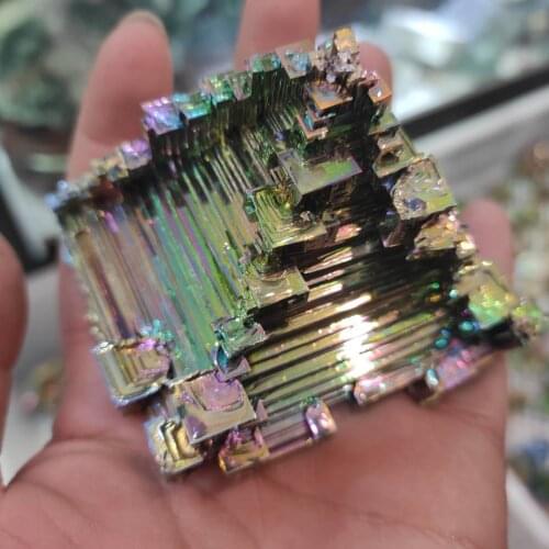 1pcs 80-100g Bismuth natural stone decoration Bismuth colorful Metal Beautiful Natural Antimony ore specimen for collection
