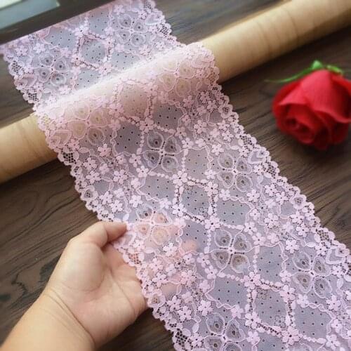 2m/lot 18cm high quality pink lace ribbon soft lace Trim embroidered nigerian african lace fabric sewing Wedding dress Z1452