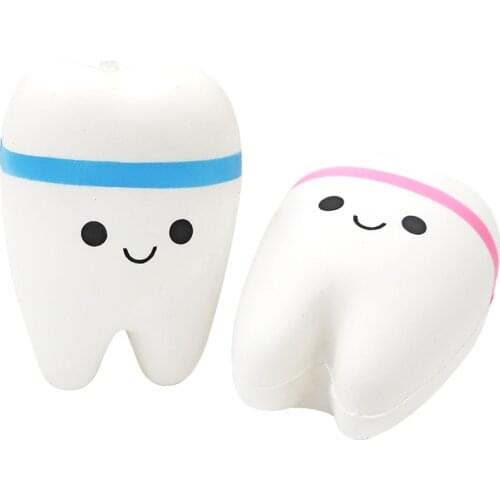 2Pcs Tooth-figure Squeeze Toy Smiley Teeth Squeeze Toy Soft PU Foam Tooth Model Dental Clinic Promotional Item Dentist Gift