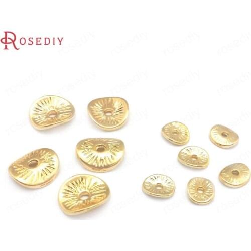 30PCS 24K Gold Color Brass Arcuate Embossing Spacer Beads Bracelets Beads Jewelry Making Supplies Diy Findings Accessories